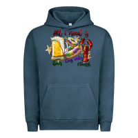 Pigment Midnight Navy all i need is beer king cake crawfish Urban Hoodie - SublimationCraftShop