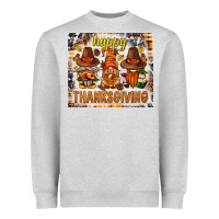 Heather Grey Happy Thanksgiving gnomes Heavyweight Sweatshirt - NancyCooperArtShop