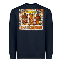 Navy Happy Thanksgiving gnomes Heavyweight Sweatshirt - NancyCooperArtShop