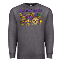 Charcoal Heather mardi gras vibes skull Premium Sweatshirt - FaDigitalArtStudio
