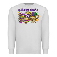 Dove Grey mardi gras vibes skull Premium Sweatshirt - FaDigitalArtStudio