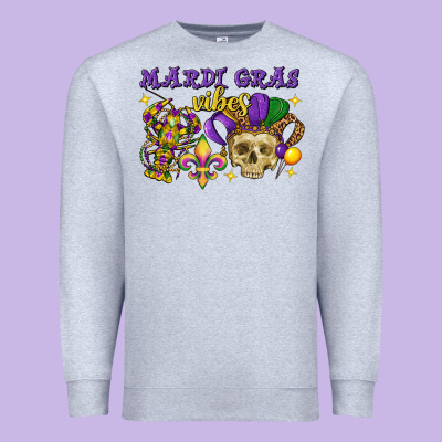 Mardi Gras Vibes Skull Premium Sweatshirt Designed By Fadigitalartstudio