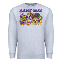 Heather Grey mardi gras vibes skull Premium Sweatshirt - FaDigitalArtStudio