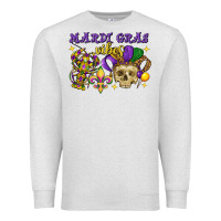 Oatmeal Heather mardi gras vibes skull Premium Sweatshirt - FaDigitalArtStudio