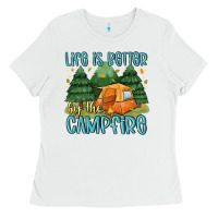 White life is better by the camp fire Ladies Tee - MaliasSmallBusiness