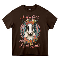 Chocolate Brown just a girl who loves goats Heavy Core Tee - Jasminsmagicworld