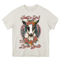 Cream just a girl who loves goats Heavy Core Tee - Jasminsmagicworld