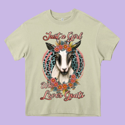 Just A Girl Who Loves Goats Heavy Core Tee Designed By Jasminsmagicworld