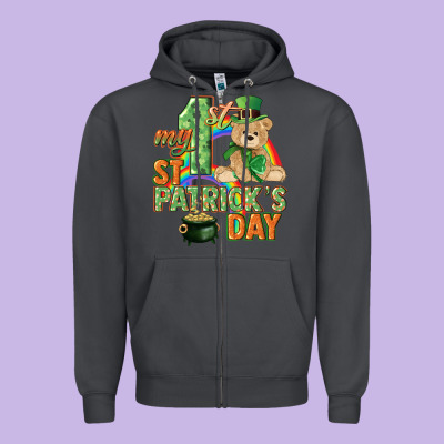 My First St. Patrick's Day Zipper Hoodie Designed By Cowgirlartshop