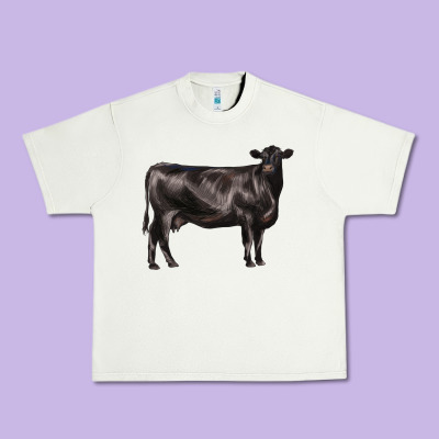 Black Angus Cow Urban Heavy Tee Designed By Lillyallendesigns