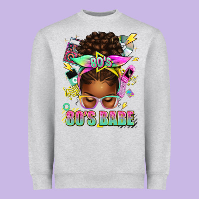 80's Babe Afro Messy Bun Heavyweight Sweatshirt Designed By Texasbilliewilder