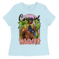 Baby Blue cowgirl summer Ladies Tee - MaliasSmallBusiness