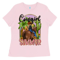 Bubblegum Pink cowgirl summer Ladies Tee - MaliasSmallBusiness