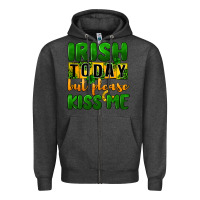 Charcoal Heather Irish today but please kiss me Zipper Hoodie - CowGirlArtShop