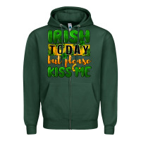 Sports Green Irish today but please kiss me Zipper Hoodie - CowGirlArtShop