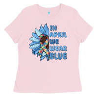 Bubblegum Pink in april we wear blue Ladies Tee - MaliasSmallBusiness