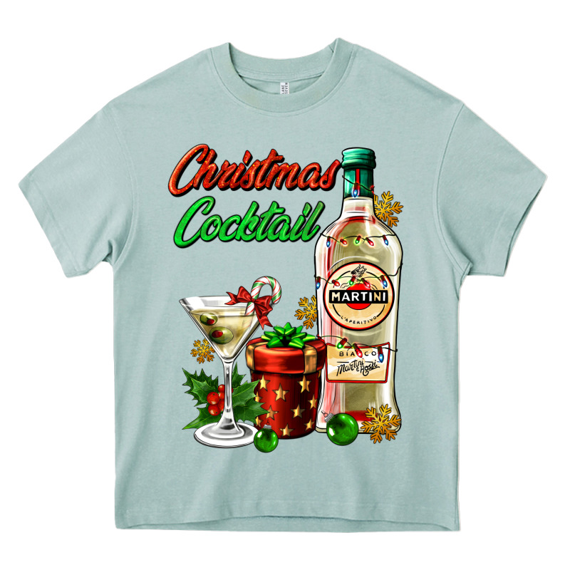 Christmas Cocktail Martini And Gift Heavy Core Tee by AdoDesignShop | Teevron