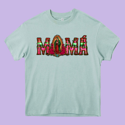 Mama Floral Aztec Leopard Heavy Core Tee Designed By Jasminsmagicworld