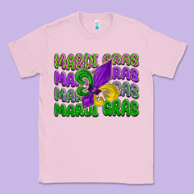 Mardi Gras With Fleur De Lis Classic Tee Designed By Lillyallendesigns