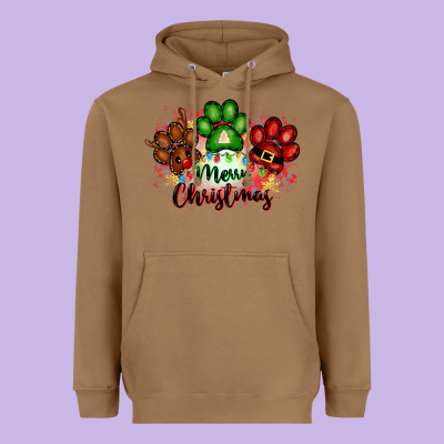 Merry Christmas Paws Heavyweight Hoodie Designed By Fadigitalartstudio