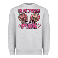 Heather Grey in october we wear pink skeleton Heavyweight Sweatshirt - texasbilliewilder