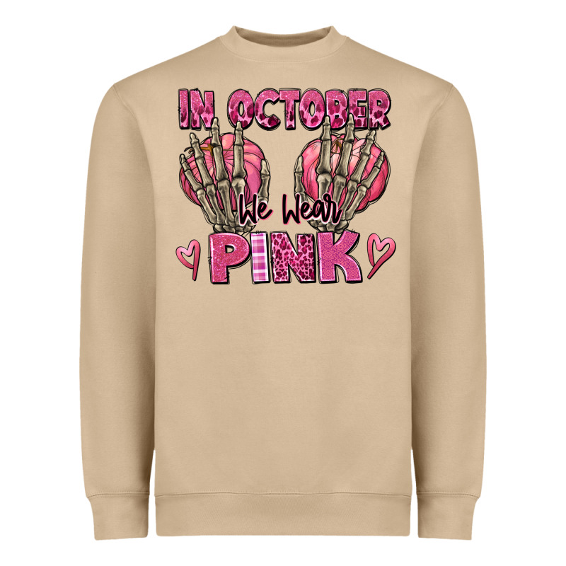 In October We Wear Pink Skeleton Heavyweight Sweatshirt by texasbilliewilder | Teevron