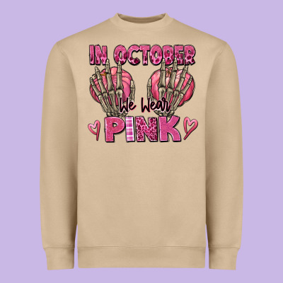 In October We Wear Pink Skeleton Heavyweight Sweatshirt Designed By Texasbilliewilder