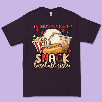I'm Just Here For The Snack Baseball Sister Premium Tee Designed By Maliassmallbusiness