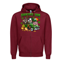 Burgundy Shamrock farm Zipper Hoodie - CowGirlArtShop