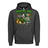 Charcoal Heather Shamrock farm Zipper Hoodie - CowGirlArtShop