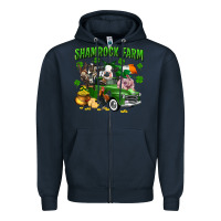 Navy Shamrock farm Zipper Hoodie - CowGirlArtShop