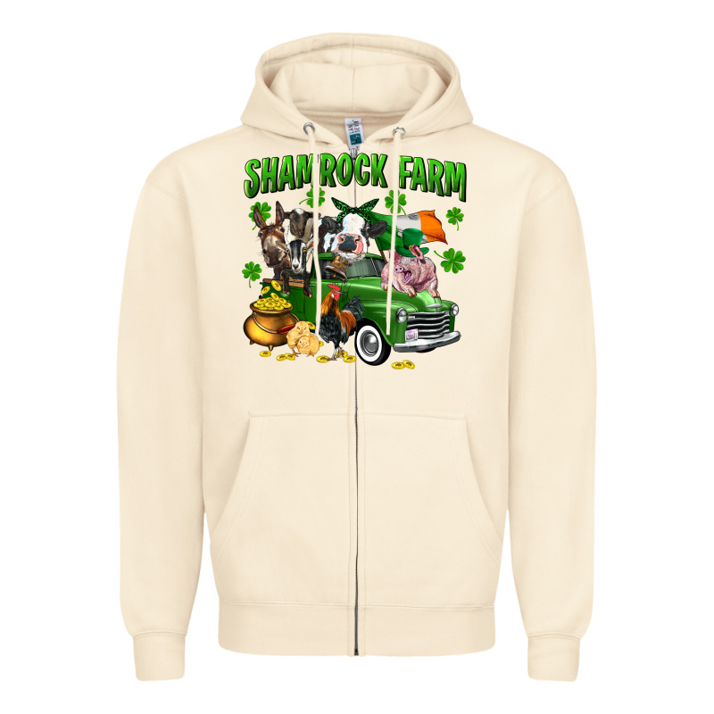 Shamrock Farm Zipper Hoodie by CowGirlArtShop | Teevron