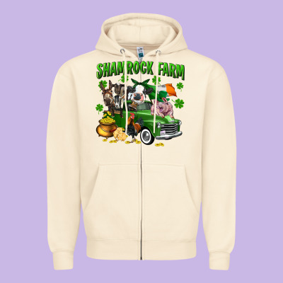 Shamrock Farm Zipper Hoodie Designed By Cowgirlartshop