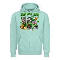Seafoam Shamrock farm Zipper Hoodie - CowGirlArtShop