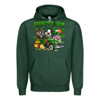 Sports Green Shamrock farm Zipper Hoodie - CowGirlArtShop