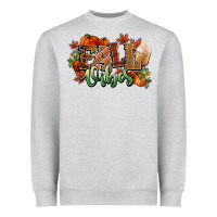 Heather Grey Fall vibes pumpkins Heavyweight Sweatshirt - NancyCooperArtShop