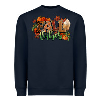 Navy Fall vibes pumpkins Heavyweight Sweatshirt - NancyCooperArtShop