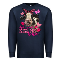 Navy Valentine's Day Shut Up And Kiss Me Heifer Holstein Cow Premium Sweatshirt - FaDigitalArtStudio