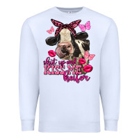 White Valentine's Day Shut Up And Kiss Me Heifer Holstein Cow Premium Sweatshirt - FaDigitalArtStudio