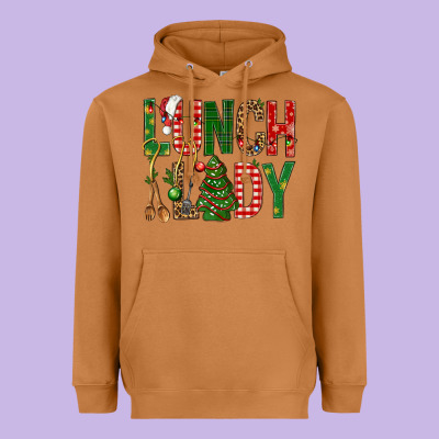 Lunch Lady Christmas Heavyweight Hoodie Designed By Bundleandbundleshop