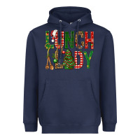 Navy Lunch Lady Christmas Heavyweight Hoodie - BundleAndBundleShop