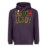 Plum Lunch Lady Christmas Heavyweight Hoodie - BundleAndBundleShop