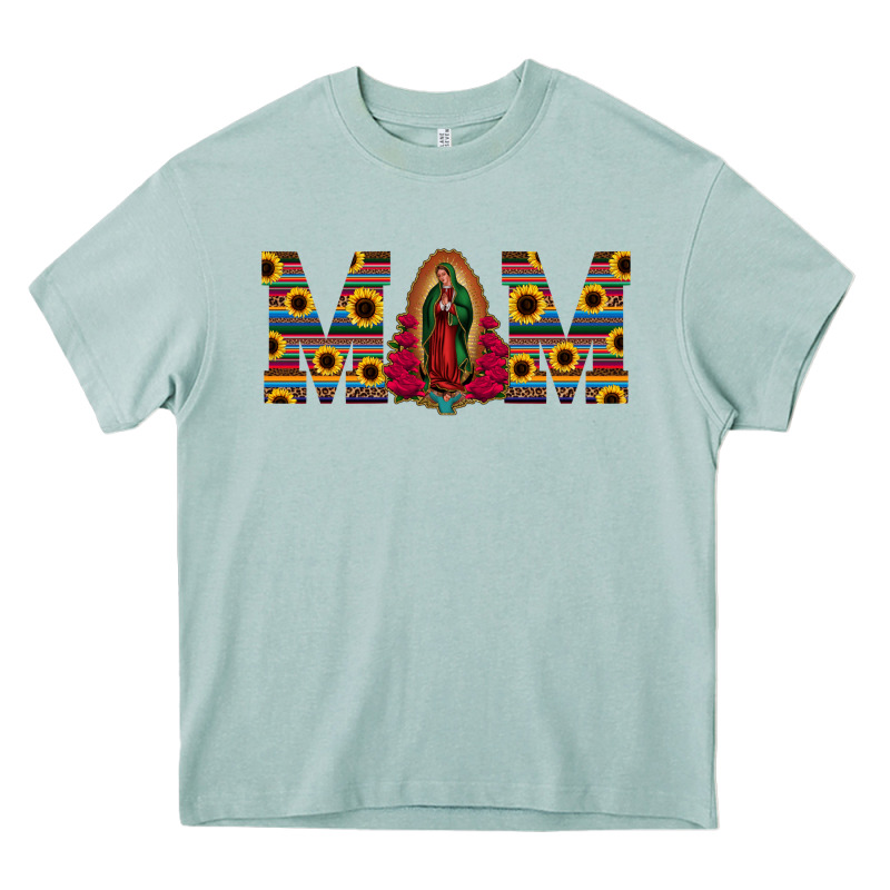 Mom Lady Of Guadalupe  Serape Sunflower Heavy Core Tee by Jasminsmagicworld | Teevron