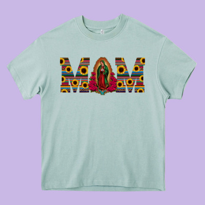 Mom Lady Of Guadalupe  Serape Sunflower Heavy Core Tee Designed By Jasminsmagicworld