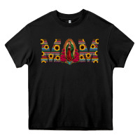 Black mom lady of guadalupe  serape sunflower Heavy Core Tee - Jasminsmagicworld