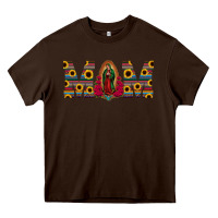 Chocolate Brown mom lady of guadalupe  serape sunflower Heavy Core Tee - Jasminsmagicworld