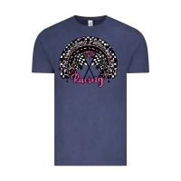 Vintage Denim racing checkered rainbow Vintage Tee - JahusDesignShop