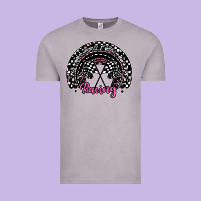 Racing Checkered Rainbow Vintage Tee Designed By Jahusdesignshop