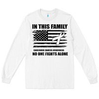 White No One Fights Alone Pancreatic Cancer Awareness Long Sleeve Tee - Bettercallsaul