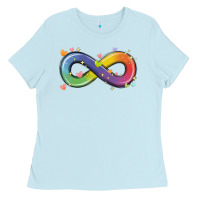 Baby Blue infinity symbol autism Ladies Tee - MaliasSmallBusiness
